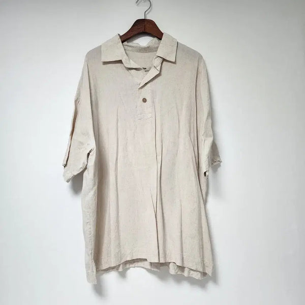 [BUNJANG] Maien Beige Linen Blend Polo Shirt / maien 베이지색 리넨 혼방 폴로 셔츠