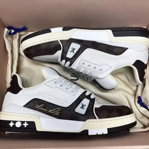 [BUNJANG] Louis Vuitton LV Trainer Sneakers White & Brown / 루비LV트레이너 / 라운드 토 / 레이스업 / 화이트 & 브라운/