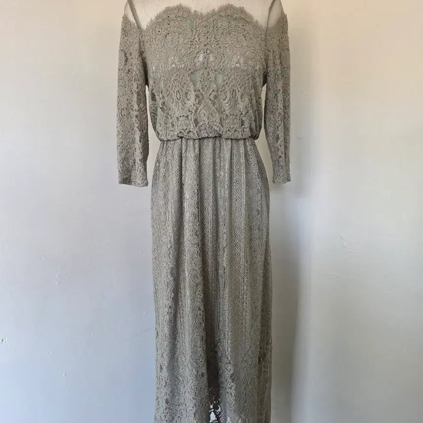 [BUNJANG] Lace See-Through Long Dress / 레이스 시스루 롱 원피스