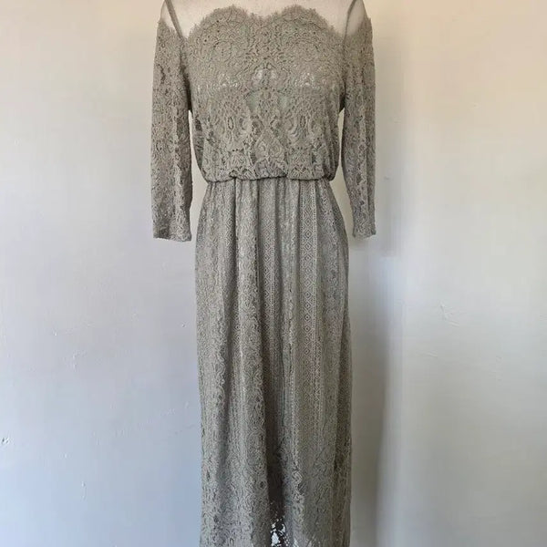 [BUNJANG] Lace See-Through Long Dress / 레이스 시스루 롱 원피스