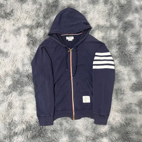 [BUNJANG] Thom Browne Diagonal Stripe Armband Hoodie Zip-Up Navy Size 3 / [3 size]톰브라운 사선완장 후드집업 네이비