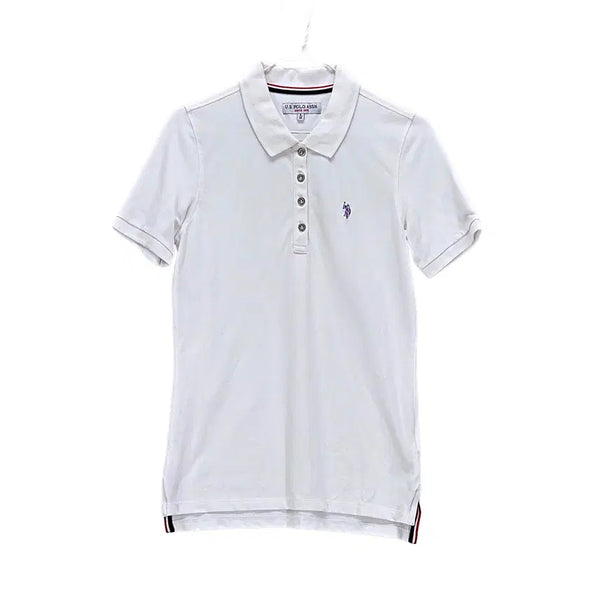 [BUNJANG] U.S. Polo Assn. Women's Classic Slim Fit Short Sleeve Polo Shirt White / 유에스폴로아센 여성 클래식한 슬림핏 반팔카라티 85 화이트 01095