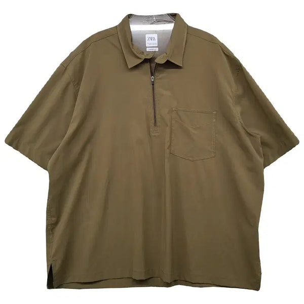 [BUNJANG] Zara Camel Oversized Short Sleeve Polo Shirt XL / 자라 카멜 오버핏 반팔 카라티 XL
