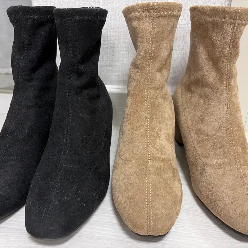 [BUNJANG] Suede Socks Boots (Black/Beige) / 스웨이드 삭스 부츠 블랙/베이지(1회착용)
