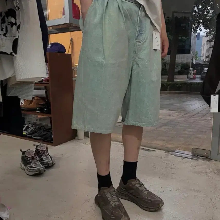 [BUNJANG] Anttian Bermuda Denim Shorts / Anttian 버뮤다 밴딩 쇼츠