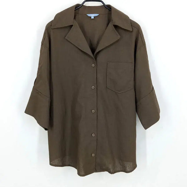 [BUNJANG] LBL Women's Summer 100% Cotton Short-Sleeve Shirt Brown / 엘비엘 여성 여름 마100 반팔셔츠 브라운90 (HU45862)