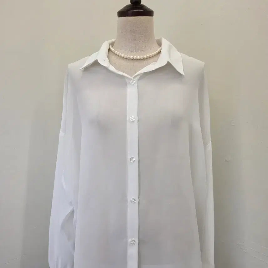 [BUNJANG] White See-through Shirt / 화이트 시스루 셔츠