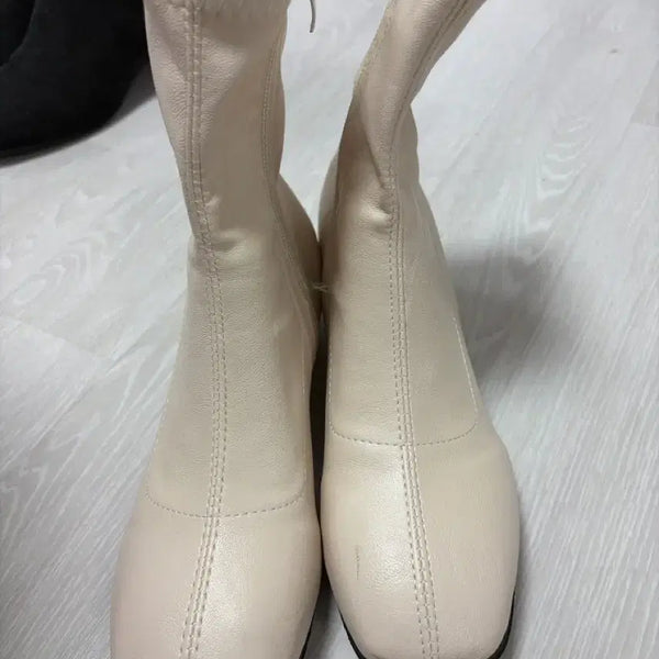 [BUNJANG] Leather Socks Boots Beige / 가죽 삭스 부츠 베이지