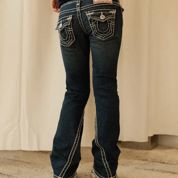 [BUNJANG] True Religion Joey Super T White Stitch Low Rise Bootcut Denim Pants / 트루릴리전 조이 슈퍼 티 로우라이즈 부츠컷 화이트스티치 데님 팬츠