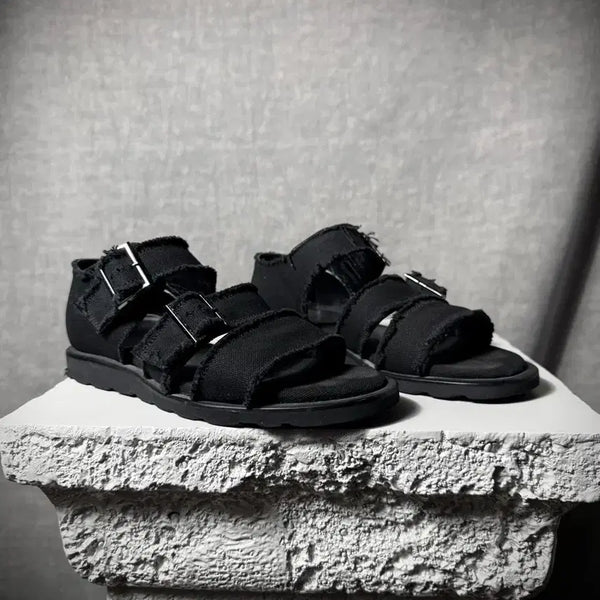[BUNJANG] Yohji Yamamoto 20SS Runway Frayed Denim Sandals / 요지야마모토 20ss 런웨이 샌들
