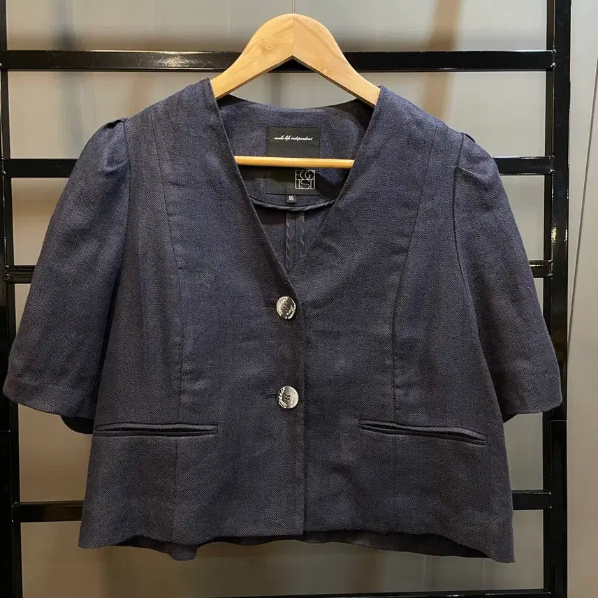 [BUNJANG] EGOIST Herringbone Crop Jacket Navy Size 55 / [55] EGOIST 헤링본 크롭 자켓 네이비 4.5