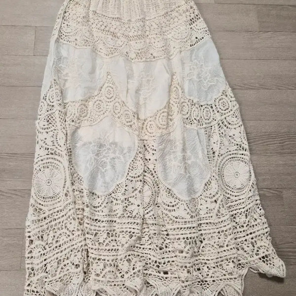 [BUNJANG] White Lace Long Skirt / 화이트 레이스 롱 스커트