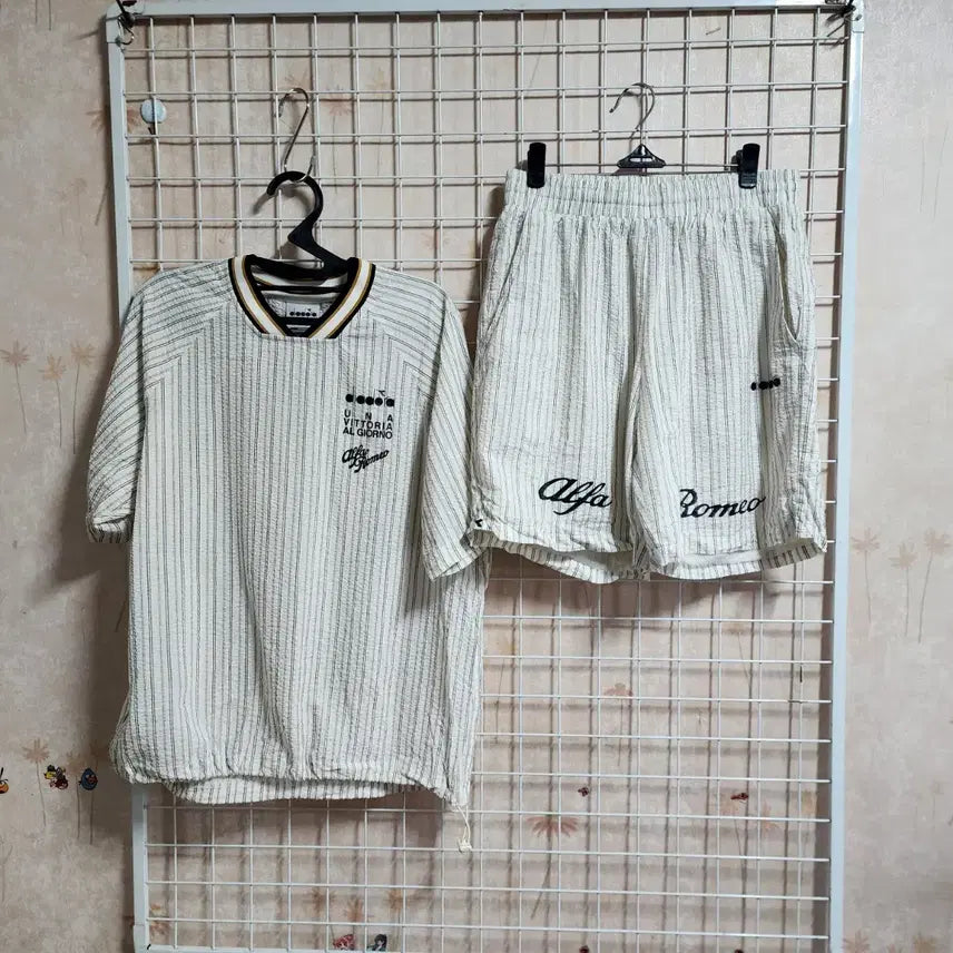 [BUNJANG] Diadora x Alfa Romeo Short Sleeve Shirt & Shorts Set (Men's L) / (새옷수준)디아도라(알파로메오)반팔/반바지세트(남100-31)