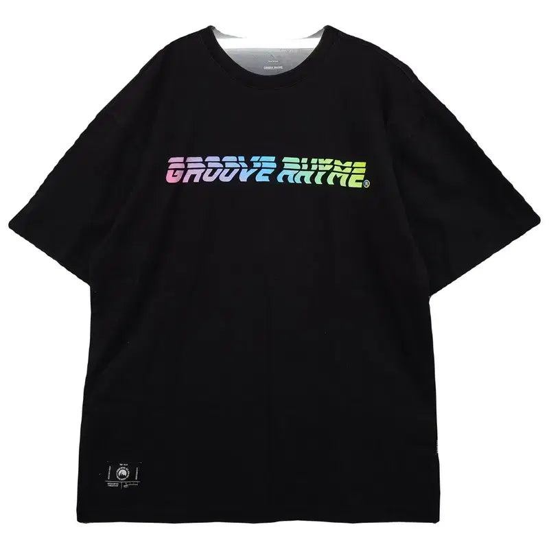 [BUNJANG] Grooverhyme Printing Black Short Sleeve T-Shirt Medium / 그루브라임 프린팅 블랙 반팔티 MEDIUM