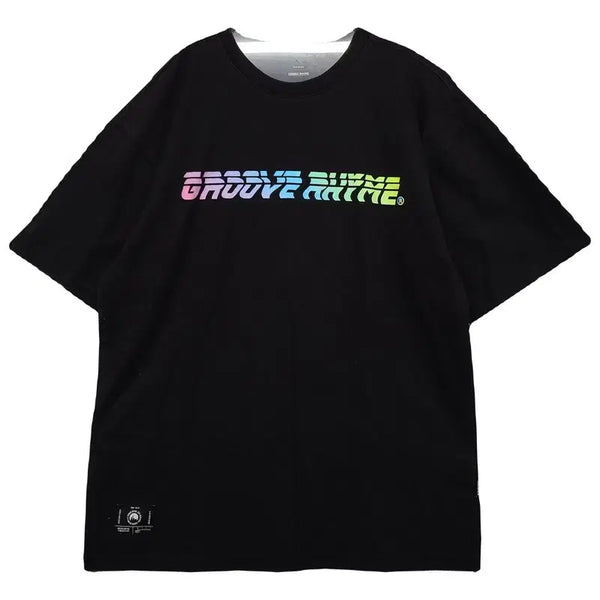 [BUNJANG] Grooverhyme Printing Black Short Sleeve T-Shirt Medium / 그루브라임 프린팅 블랙 반팔티 MEDIUM