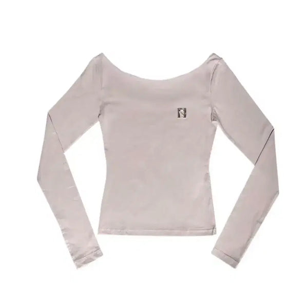 [BUNJANG] Newearlin Emblem Boatneck Longsleeve T-shirt / 뉴얼린 엠블럼 보트넥 롱슬리브 티셔츠