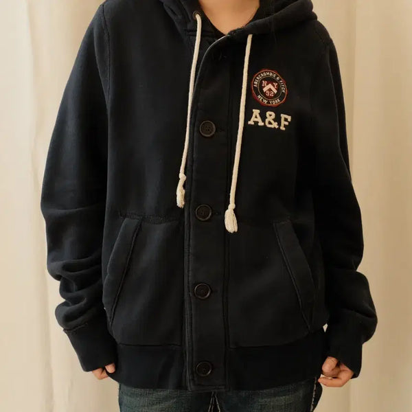 [BUNJANG] Abercrombie & Fitch Button Logo Hoodie / 아베크롬비 버튼 로고 후디