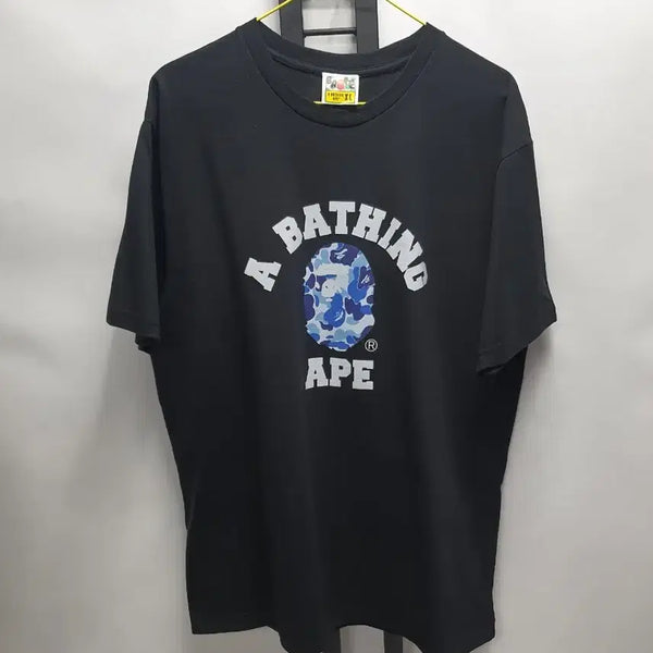 [BUNJANG] A Bathing Ape ABC Camo College Logo Short Sleeve T-Shirt Black Blue XL / 베이프 반팔티 ABC 카모 컬리지 블랙 블루 xl