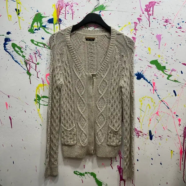 [BUNJANG] Massimo Dutti Premium Cotton Cable Knit Cardigan Beige M / 마시모두띠 프리미엄 코튼 케이블 니트 가디건 베이지 M