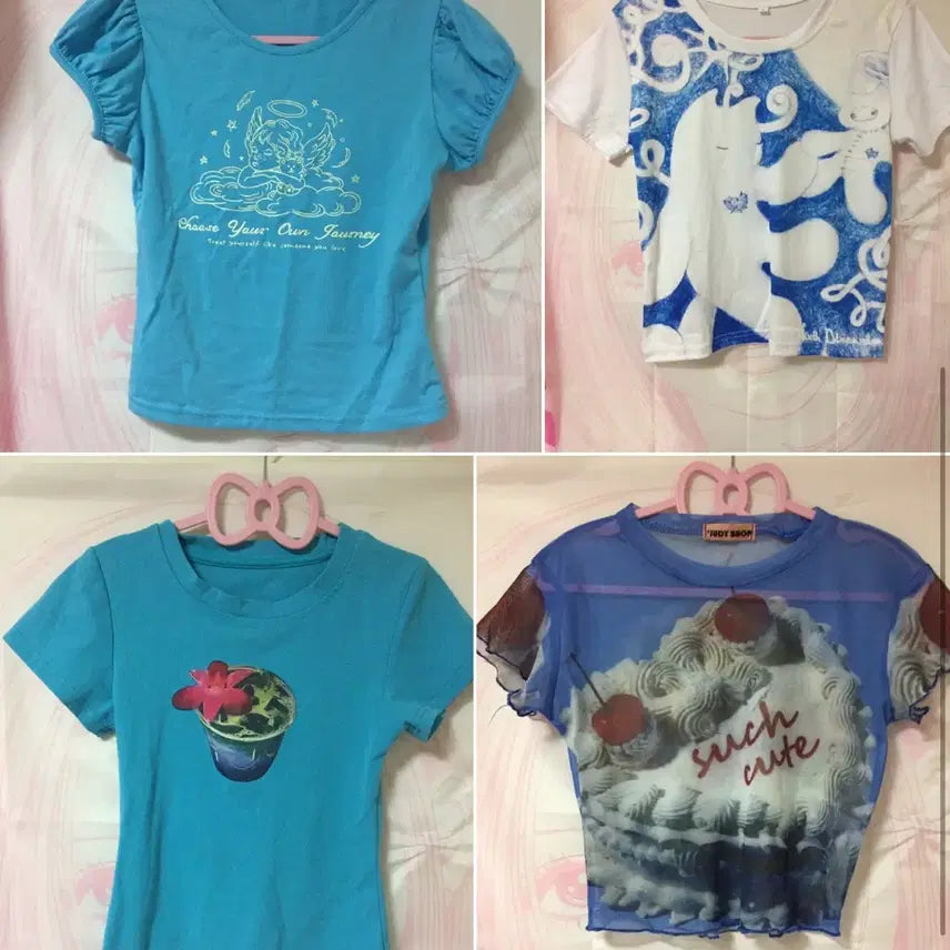 [BUNJANG] SHEIN/TEMU Summer Short Sleeve T-Shirts Set (4 Pieces) / 쉬인/테무 여름 반팔 티셔츠 4종 일괄