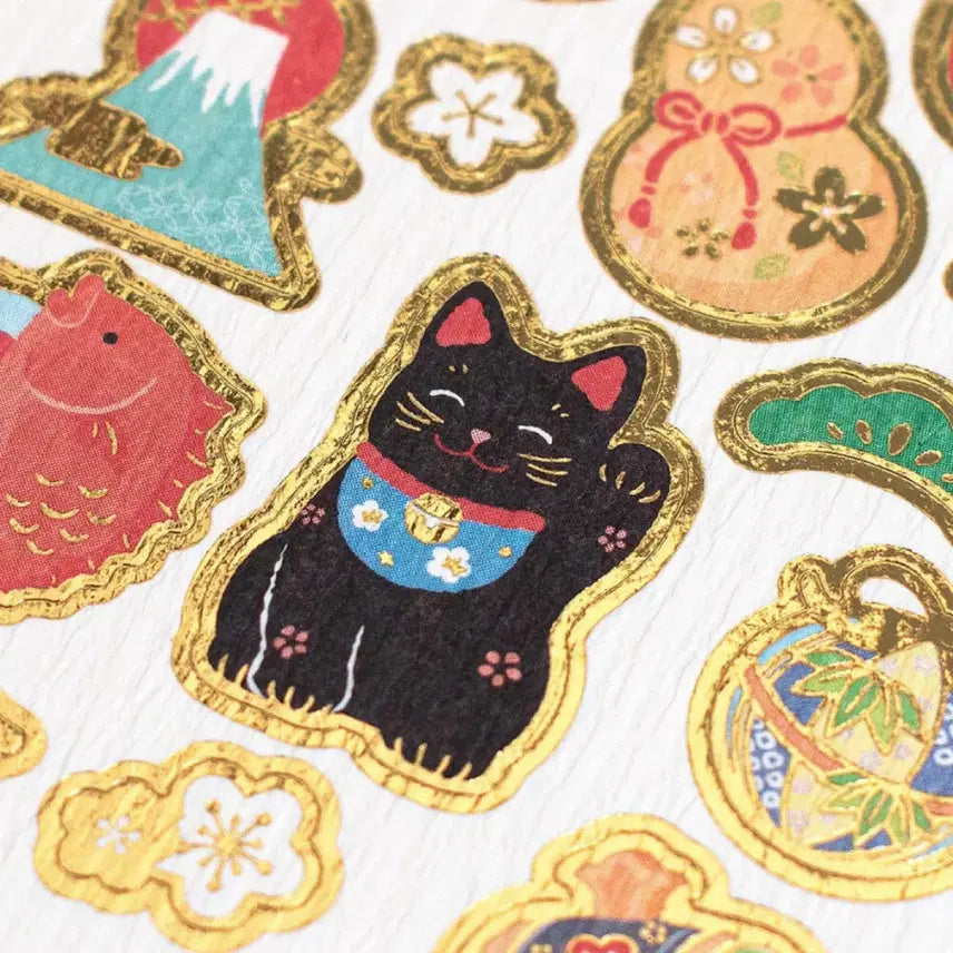 [BUNJANG] Maneki-neko Lucky Cat Stickers - Japanese Traditional Motif / 일본문구 마네키네코 복 고양이 스티커