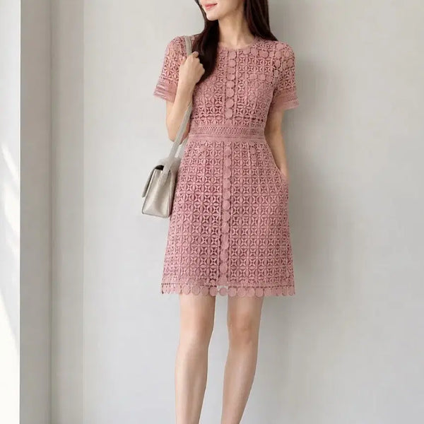 [BUNJANG] Sisley Lace Punching Mini Dress / 시슬리 레이스펀칭 원피스