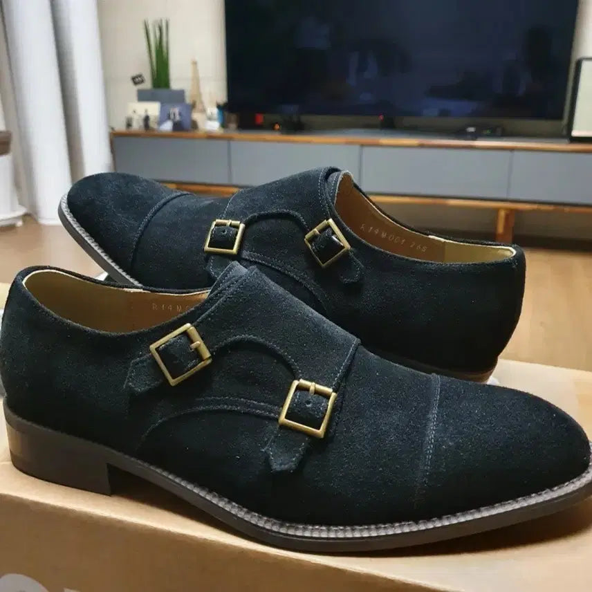 [BUNJANG] Romantic Move Suede Double Monk Strap Shoes / 로맨틱무브 스웨이드 더블몽크 구두