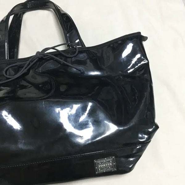 [BUNJANG] Porter Girl Enamel Tote Bag Shoulder Bag Black L / (희귀,상태좋음) 포터걸 에나멜 토트백 숄더백 블랙L
