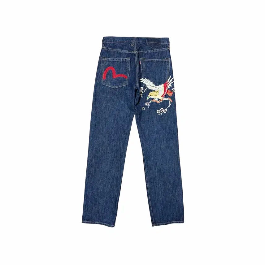 [BUNJANG] Evisu Eagle Embroidery Blue Denim Pants / 에비수 독수리 자수 청 데님 팬츠 바지 (30)
