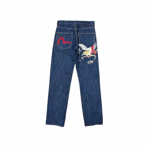 [BUNJANG] Evisu Eagle Embroidery Blue Denim Pants / 에비수 독수리 자수 청 데님 팬츠 바지 (30)