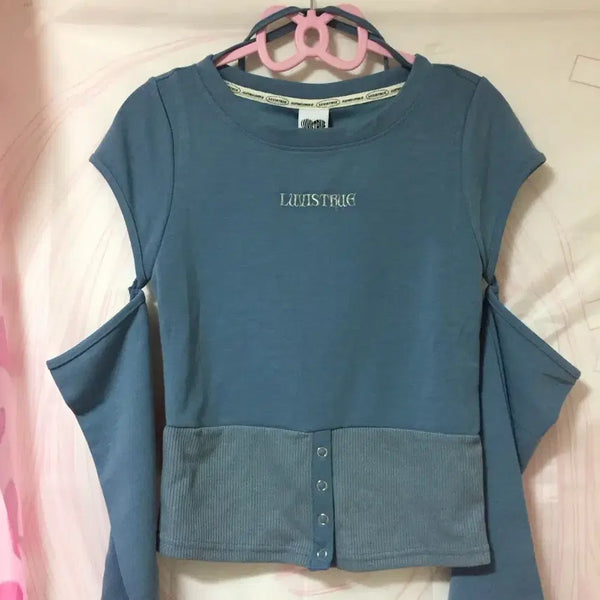 [BUNJANG] Love is True CH Layered Top Blue / 러브이즈트루 CH 레이어드 상의 블루