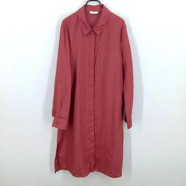 [BUNJANG] Renoma Women's Spring/Summer Long Sleeve Roll-Up Shirt Red / 레노마 여성 춘하 마100 소매롤업 롱셔츠 레드91 (HU45865)