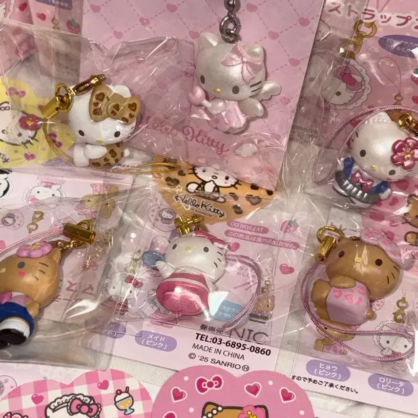 [BUNJANG] Hello Kitty Frill Mascot Strap Set (7 Pieces) / 키티스트랩 고전키티스트랩 헬로키티 러블리 프릴 마스코트 스트랩7개