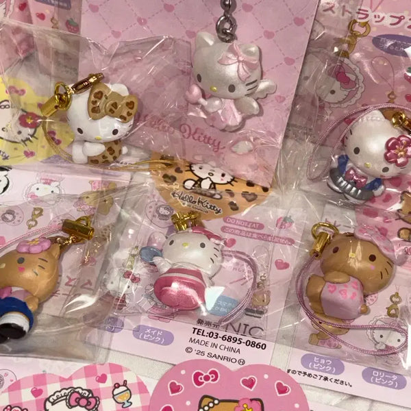 [BUNJANG] Hello Kitty Frill Mascot Strap Set (7 Pieces) / 키티스트랩 고전키티스트랩 헬로키티 러블리 프릴 마스코트 스트랩7개