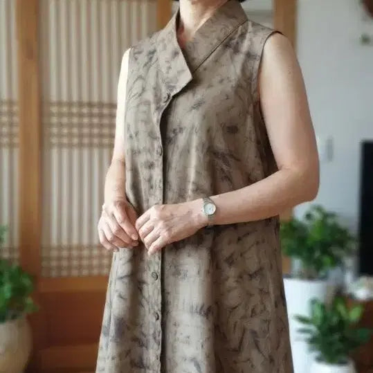 [BUNJANG] Natural Dye Persimmon Dyeing Cotton Vest / 천연염색  감물 무명원단조끼55날씬66