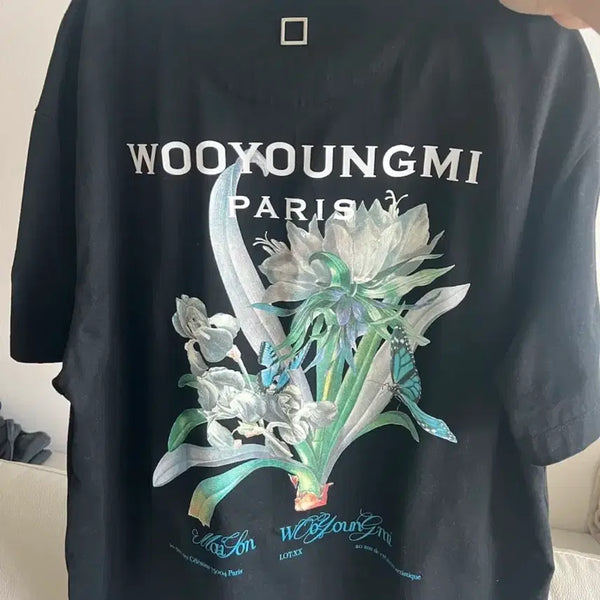 [BUNJANG] Wooyoungmi Flower Print Short Sleeve T-Shirt / [시착1회/정품]우영미 플라워 프린트 반팔티