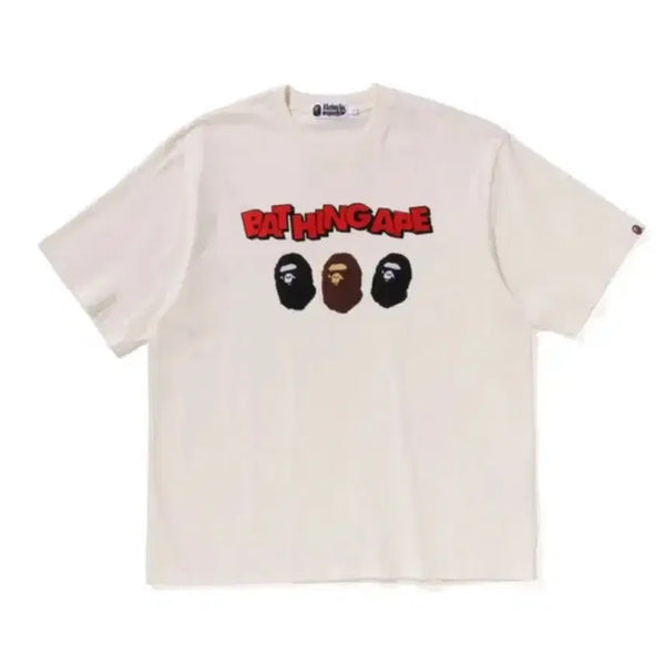 [BUNJANG] BAPE Triple Ape Head T-Shirt Ivory 3XL / [3XL] 베이프 트리플 에이프 헤드 반팔