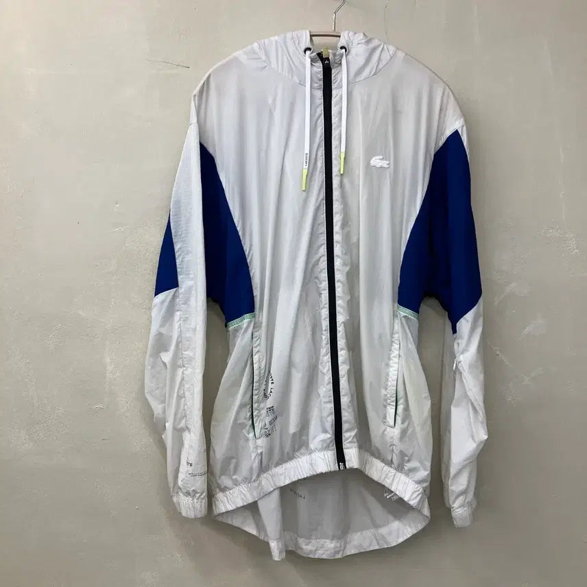 [BUNJANG] Lacoste Colorblock Windbreaker Jacket / 라코스테 바람막이 흰색/블루
