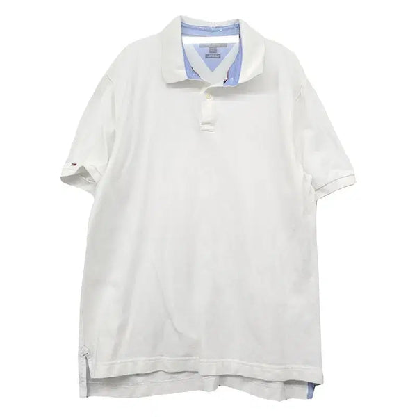 [BUNJANG] Tommy Hilfiger White Polo T-Shirt L/G / 타미힐피거 화이트 반팔 카라티 L/G