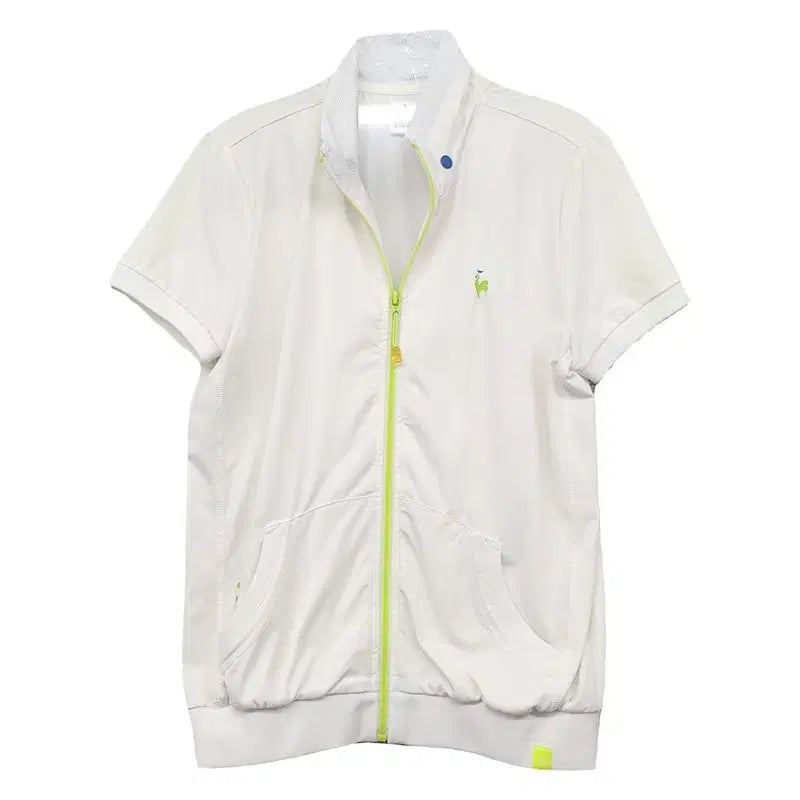 [BUNJANG] Le Coq Sportif White Short Sleeve Zip-Up T-Shirt (M) / 르꼬끄 스포츠 화이트 반팔 집업 90(M)