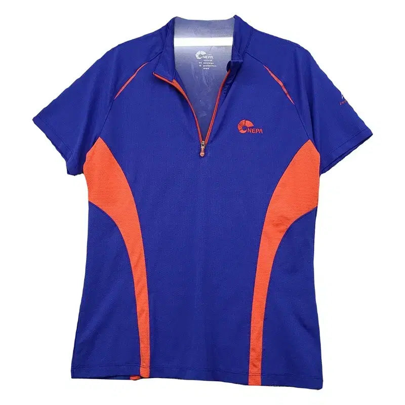 [BUNJANG] Nepa Blue Functional Half-Zip T-Shirt (Size S) / 네파 블루 등산 기능성 반집업 반팔티 90 (S)