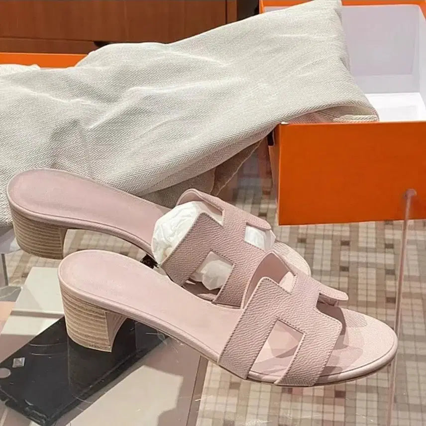 [BUNJANG] Women's H Logo Mule Sandals Pink / H로고 뮬 샌들 핑크