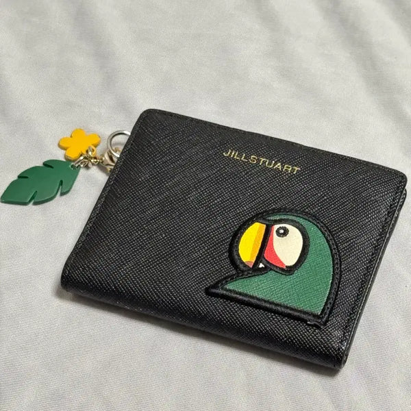 [BUNJANG] JILLSTUART Parrot Card Holder Black Leather / 질스튜어트 앵무새 카드지갑 블랙 가죽