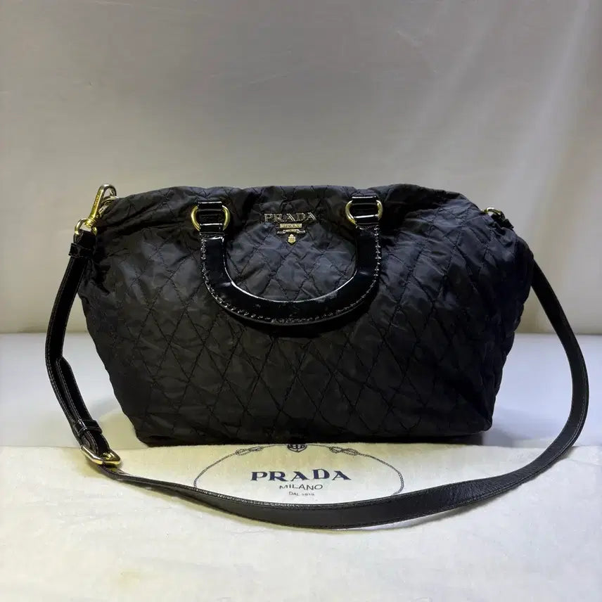 [BUNJANG] Prada Quilted Chain Shoulder Bag 2-Way Black / 프라다 퀼팅 체인 숄더백 2way백 블랙