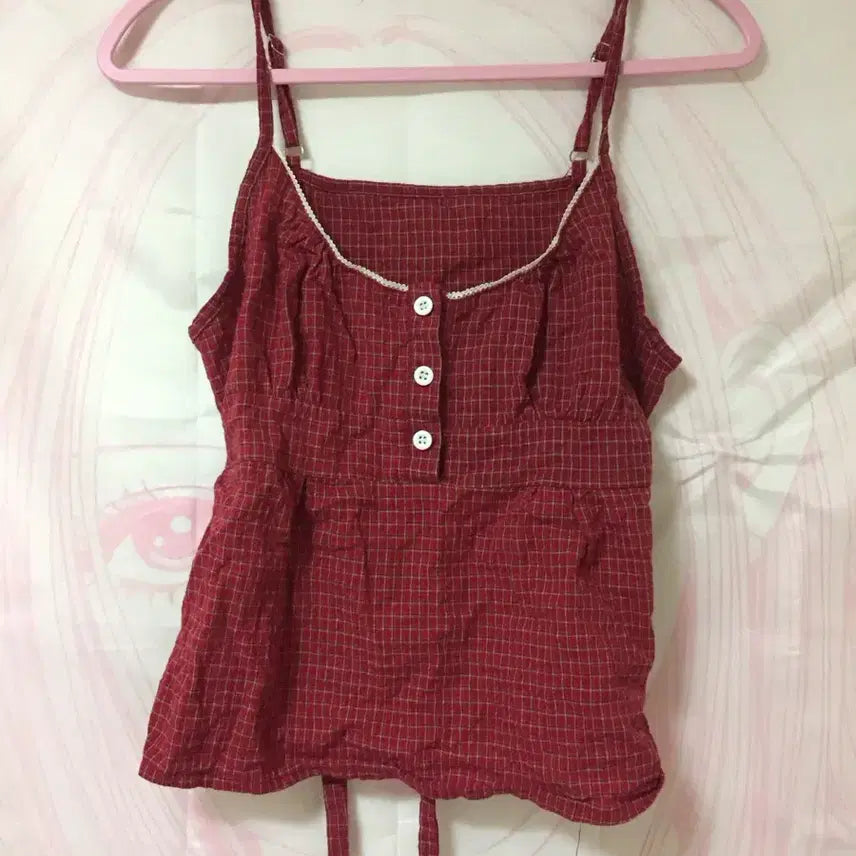 [BUNJANG] Brandy Melville Check Strap Tank Top / 브랜디멜빌 깔 체크 끈나시 탑