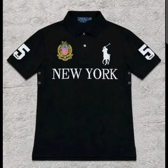 [BUNJANG] Polo Ralph Lauren Big Pony Chieftain New York T-Shirt Black / 폴로 랄프로렌 빅포니 치프키프 뉴욕 반팔 카라티 블랙