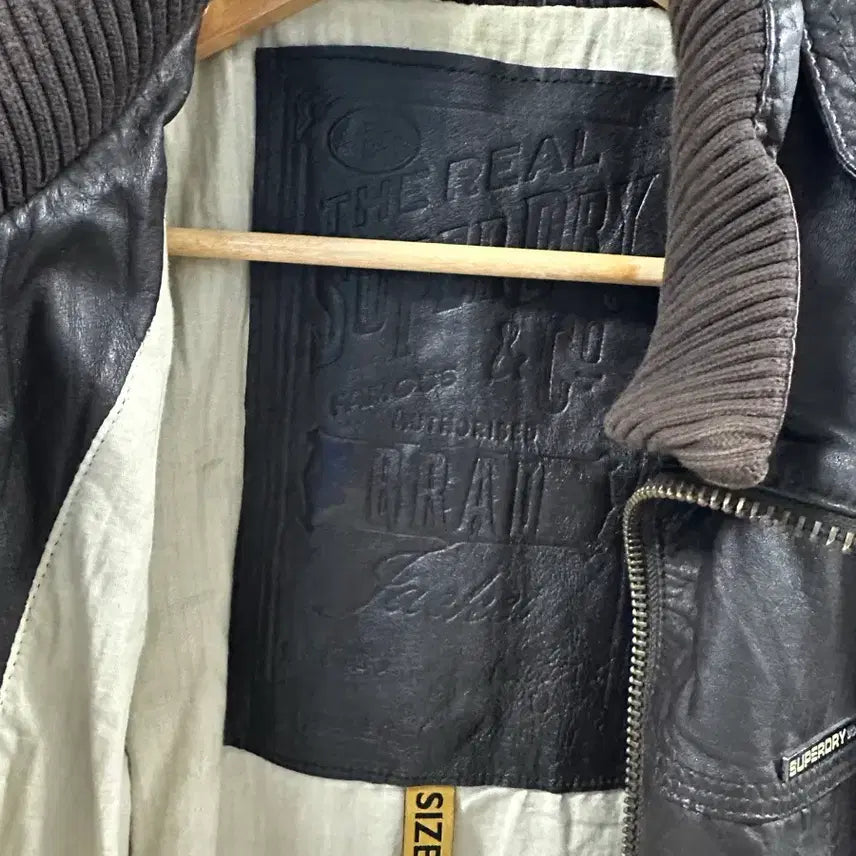 [BUNJANG] Superdry Real Leather Jacket M (95) Relaxed Fit / 정품 슈퍼드라이 리얼 레더 가죽 자켓 M(95) 여유핏
