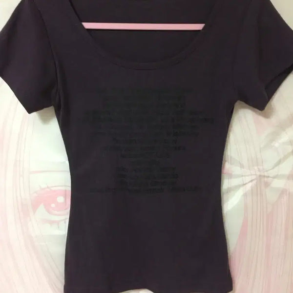 [BUNJANG] Slim Fit Women's U-Neck Short Sleeve T-Shirt / 슬림핏 여성 유넥 반팔