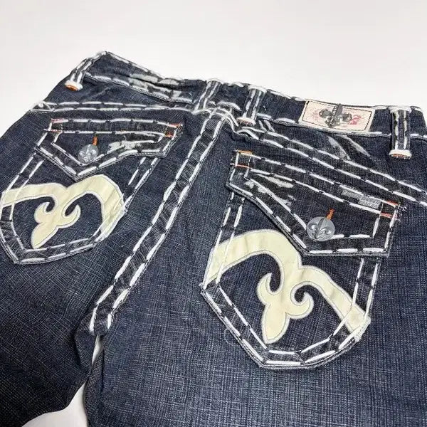[BUNJANG] Laguna Beach 00's Y2K Punk Deadstock Stitch Embroidered Denim Pants / 라구나비치 00's Y2K 펑크 데드스탁 스티치 자수 데님팬츠 R2409