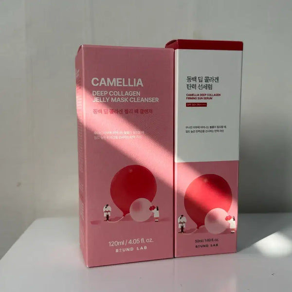 [BUNJANG] Round Lab Camellia Deep Collagen Jelly Pack Cleanser + Elasticity Sun Serum Set / [일괄] 라운드랩 동백 딥 콜라겐 젤리 팩 클렌저 + 탄력 선세럼 선크림